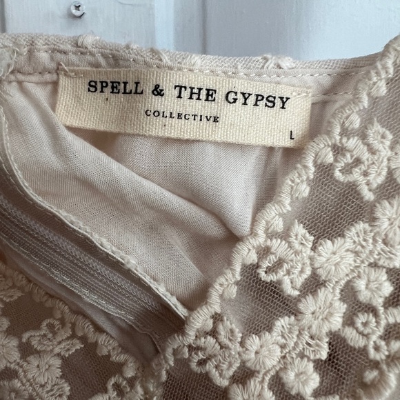 NWOT Spell and the Gypsy Collective Le Gauze Lace Kerchief Dress Sz. L - Picture 5 of 11